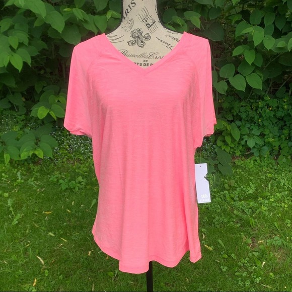 Pink Leg3nd lightweight slightly sheer workout V-Neck - Picture 1 of 7